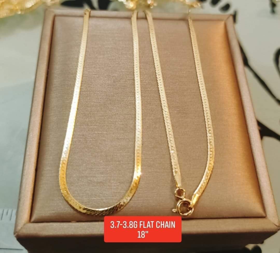 18k MIRROR FLAT TYPE GOLD NECKLACE 