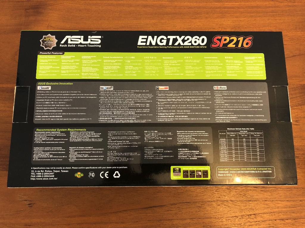 ASUS ENGTX260 TOP 896MB NVIDIA GTX260 PCIe 2.0 x16 Graphics Card GPU VGA HDMI