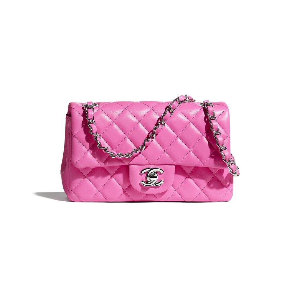 Authentic Chanel Neon Pink Lambskin Mini Flap Bag, Luxury, Bags