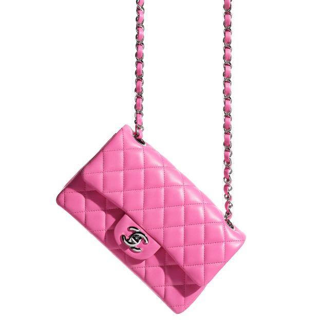Authentic Chanel Neon Pink Lambskin Mini Flap Bag, Luxury, Bags