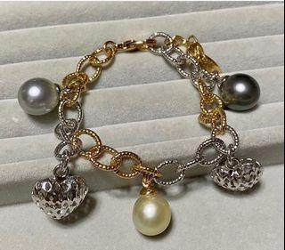Authentic Southsea pearls tri-color bracelet