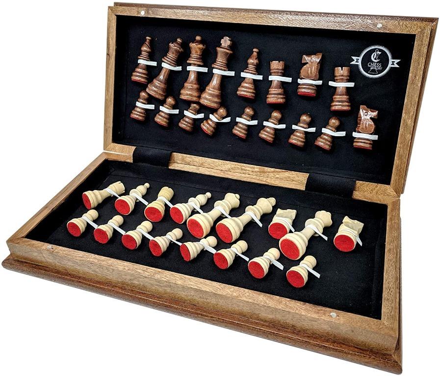 Chess Armory Large 17 Wooden Chess Set with Felted Game Board Interio