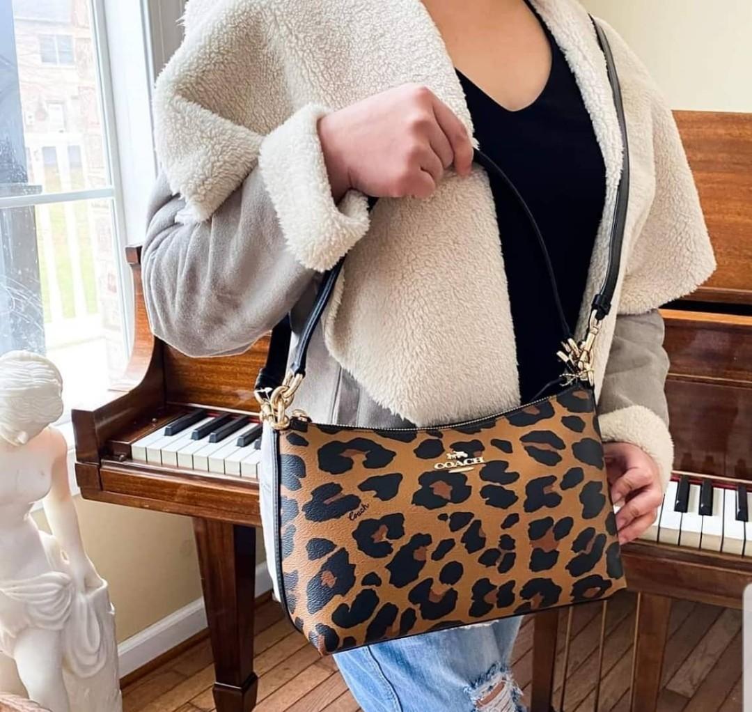 Coach lewis shoulder bag with leopard print sales