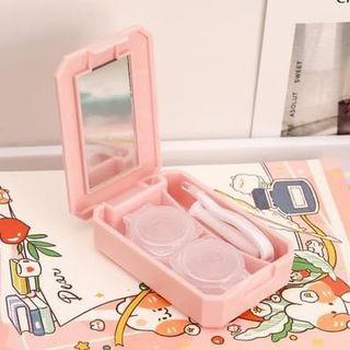 Contact lens case holder set with mirror