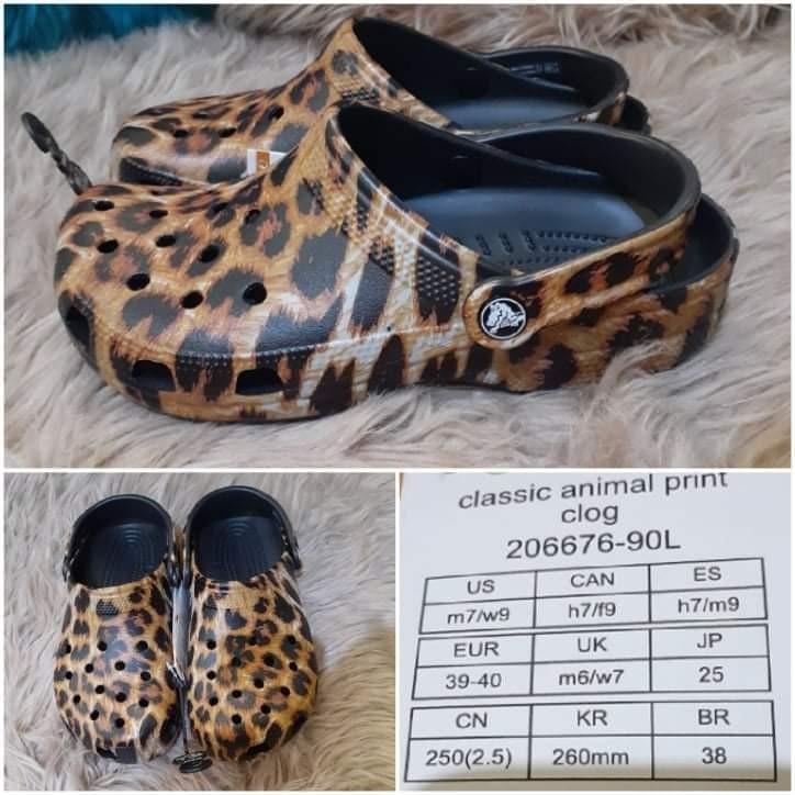 cheetah fleece crocs