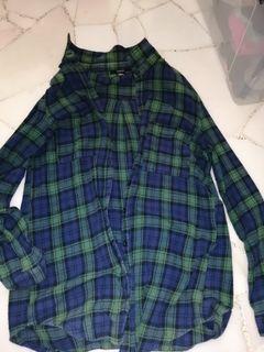 Forever 21 Green and Blue Checkered Flannel US L