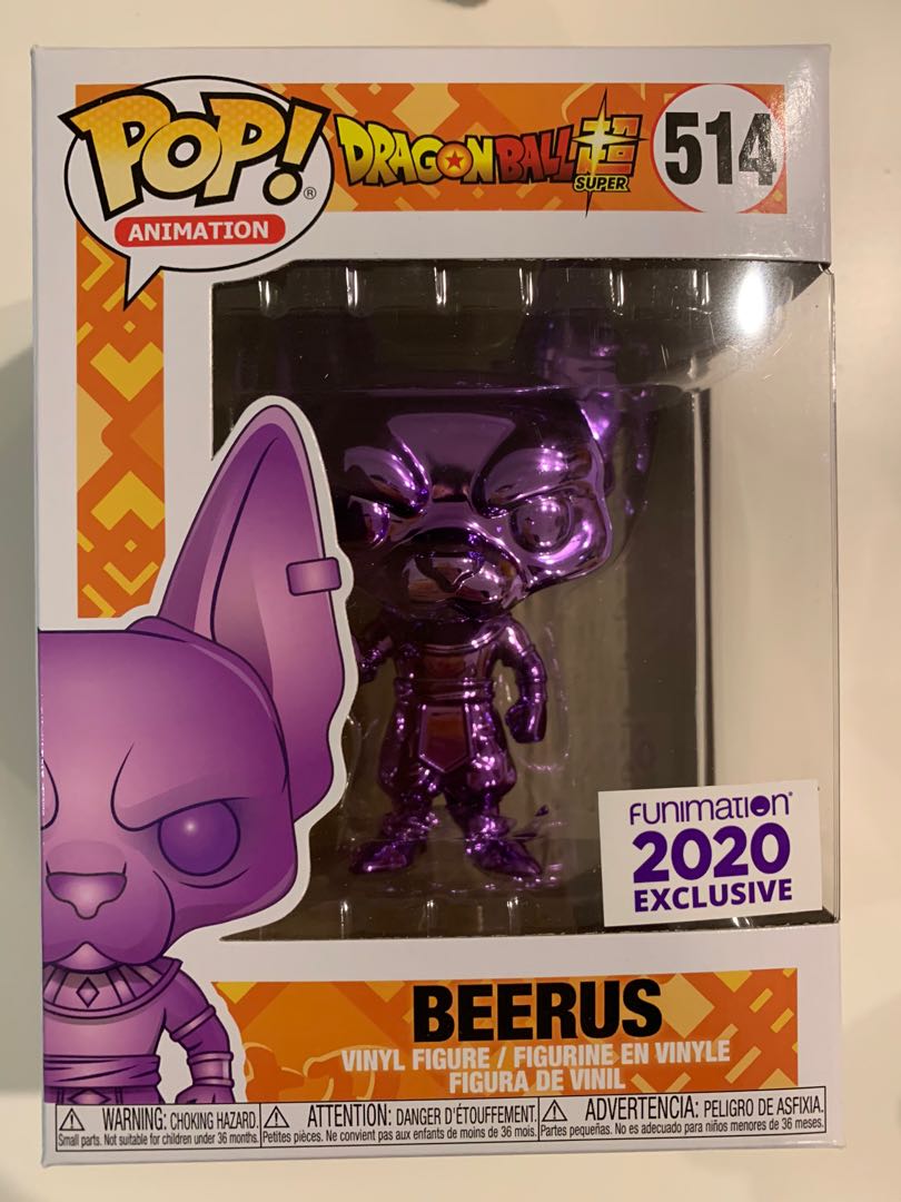 Funko pop dragonball dbz beerus purple chrome funimation exclusive 514, Hobbies & Toys, Toys