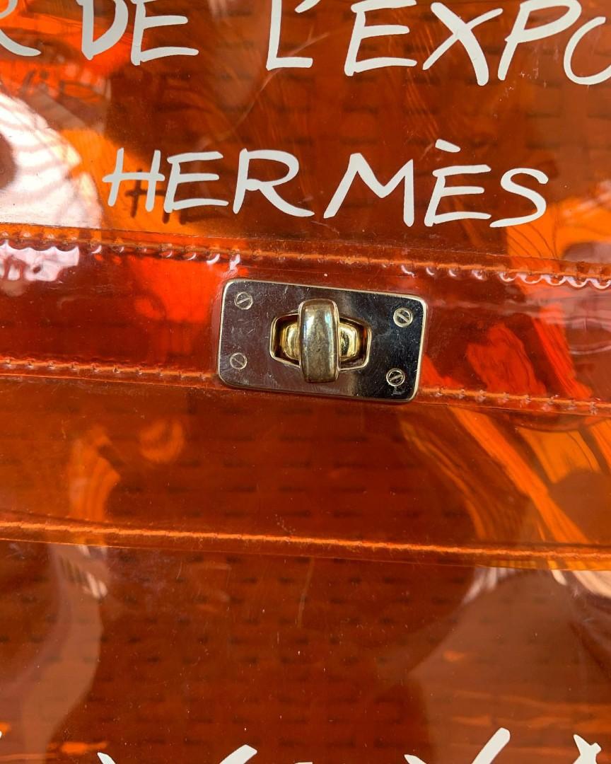 Hermès Souvenir De L'exposition 1998 Kelly Clear Shopping Orange Bag 0her126