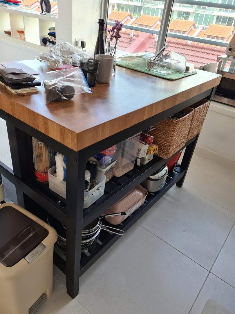 ikea vadholma island with 2 bar chairs furniture home living furniture tables sets on carousell