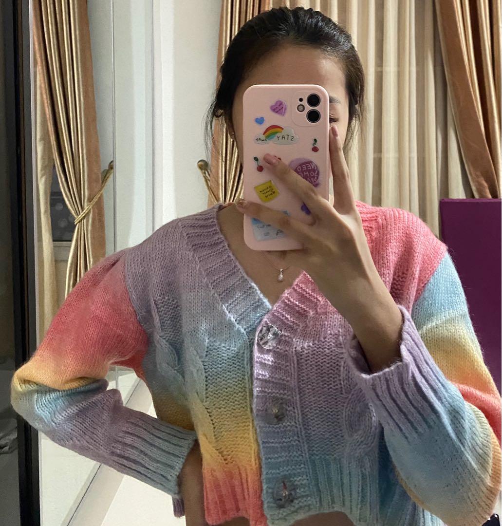 Jisoo rainbow cardigan clearance