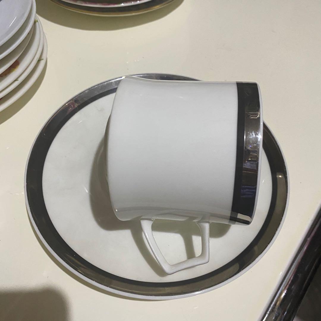 Mikasa silver black cup saucer duo (Category: Coffee & Tea Tableware) located in Quezon City. Submitted by kb0030 (Listing ID 1080010240, Image 2). Description: 9/10 condition Authentic mikasa Set includes 1 pc. Saucer 1 pc. Tea cup.