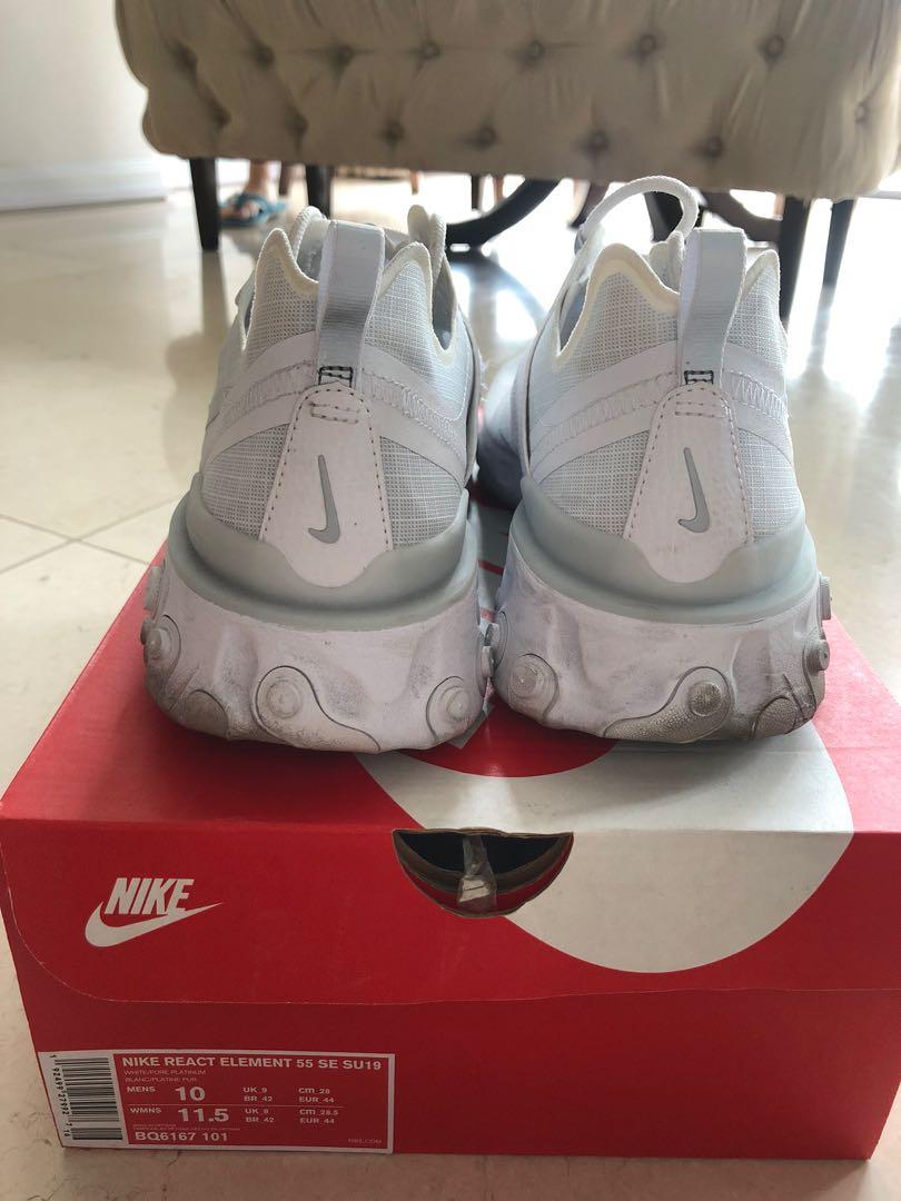 Nike React Element 55 (Category: Sneakers) located in Pasig City. Submitted by dtglee8 (Listing ID 1080043960, Image 3). Description: Used three times only in the mall. Slight dirt. Like new. .