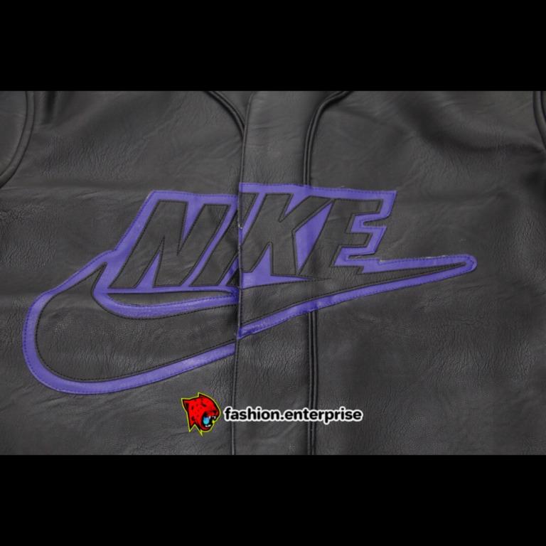 Nike x Supreme FW19 Leather Baseball Jersey, Men's Fashion, Coats