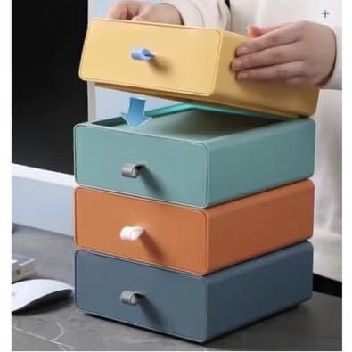 Nordic Stackable Desk Drawer organizer storage (Category: Storage Boxes & Baskets) located in Manila. Submitted by winterbliss (Listing ID 1080032599, Image 2). Description: Available colors: yellow, orange, light blue, dark green blue Size: 8x20x21cm.