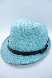 Preloved Blue Weave Fedora Hat