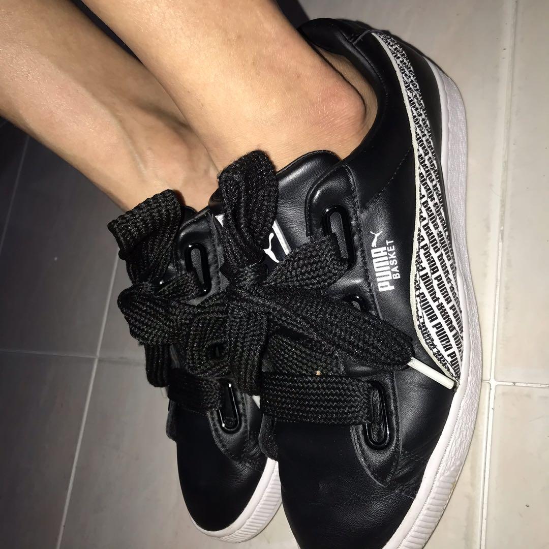 PUMA black white basket heart