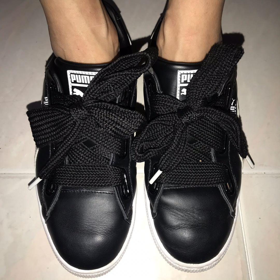 PUMA black white basket heart