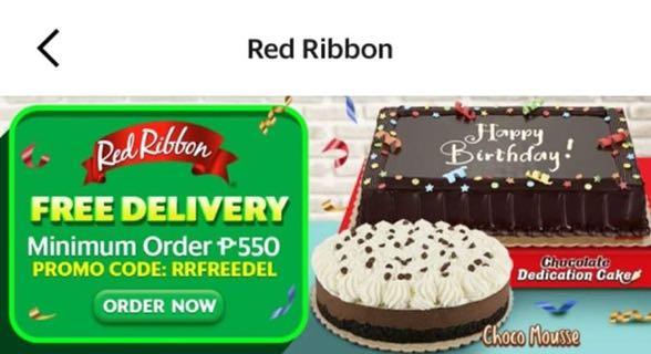 Red Ribbon cake free delivery code Grab food grabfood similar foodpanda  food panda cake pastry goldilocks cafe, Food & Drinks, Homemade Bakes on  Carousell