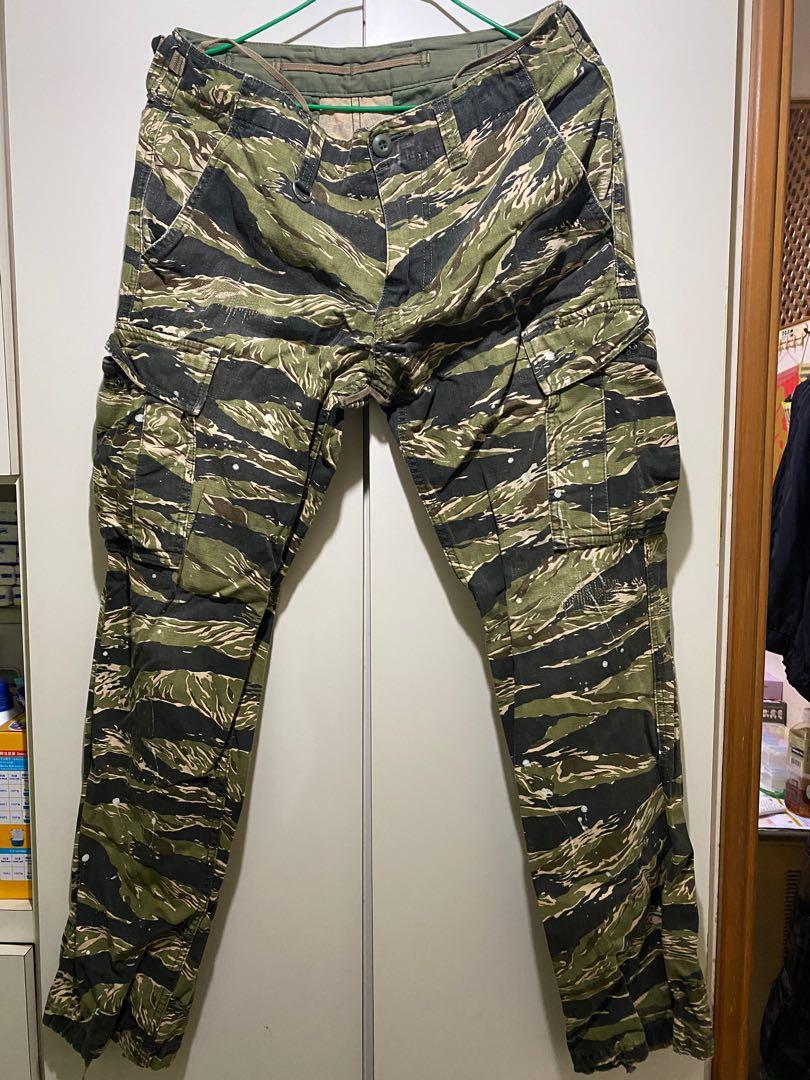 SOPHNET PAINTED CAMO FIELD PANTS 虎紋迷彩潑漆縫補破壞口袋工作褲