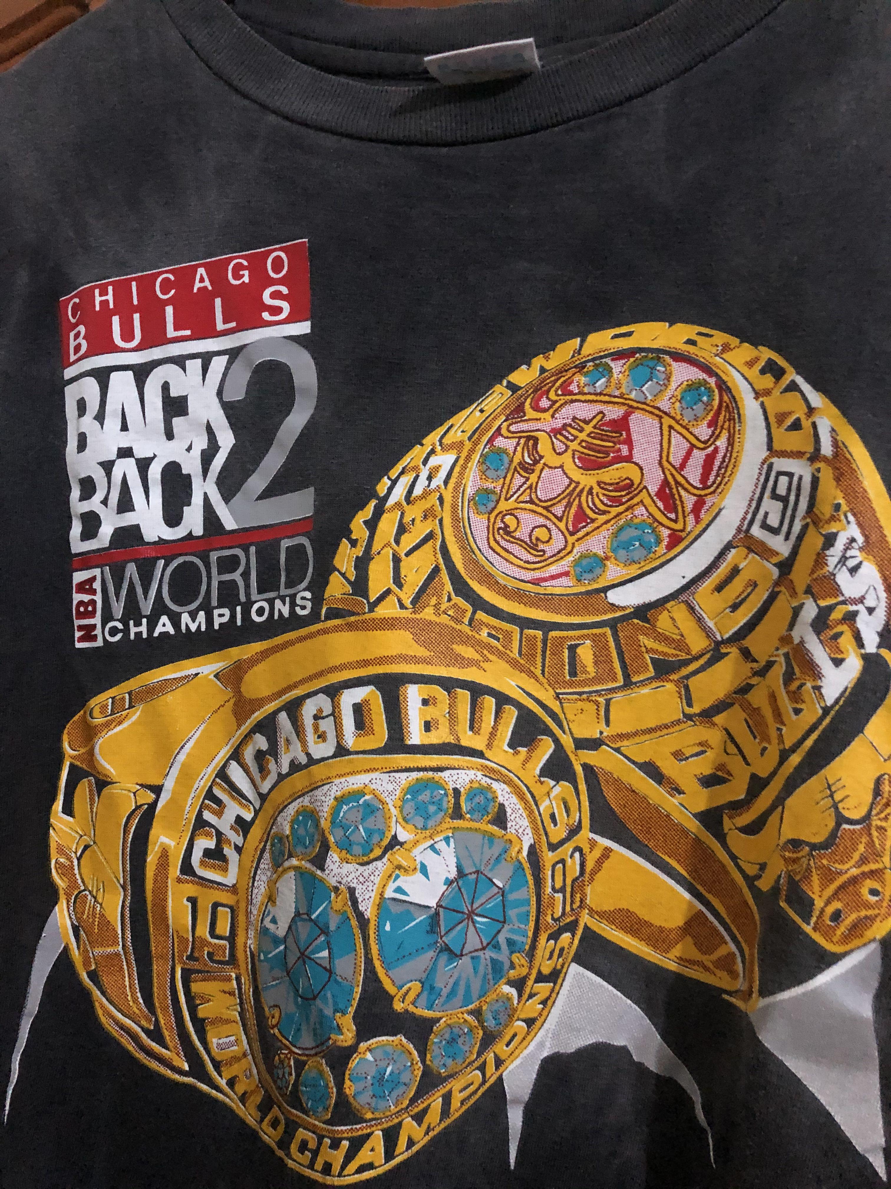 Vintage 90's Chicago Bulls “Back 2 Back” Championship Rings tee ...