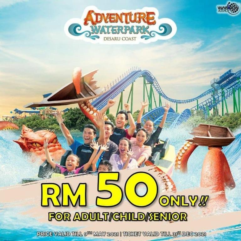 Waterpark Desaru Promo Rm50 Untuk Adult Child Senior Tickets Vouchers Attractions Tickets On Carousell