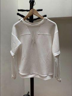 White Long sleeve top with mesh sleeves