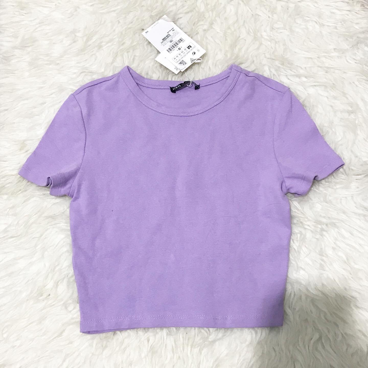 zara lilac t-shirt, Fesyen Wanita 