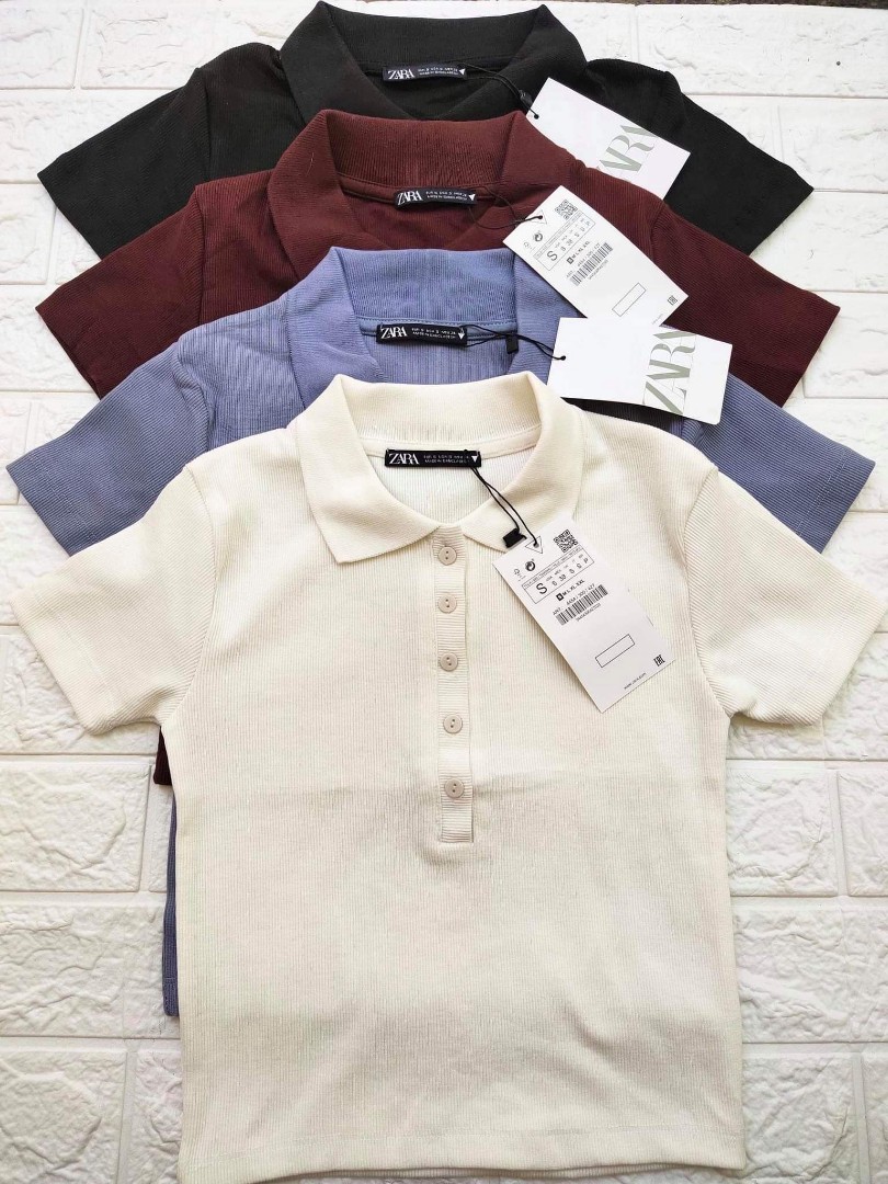 ribbed knit polo shirt zara