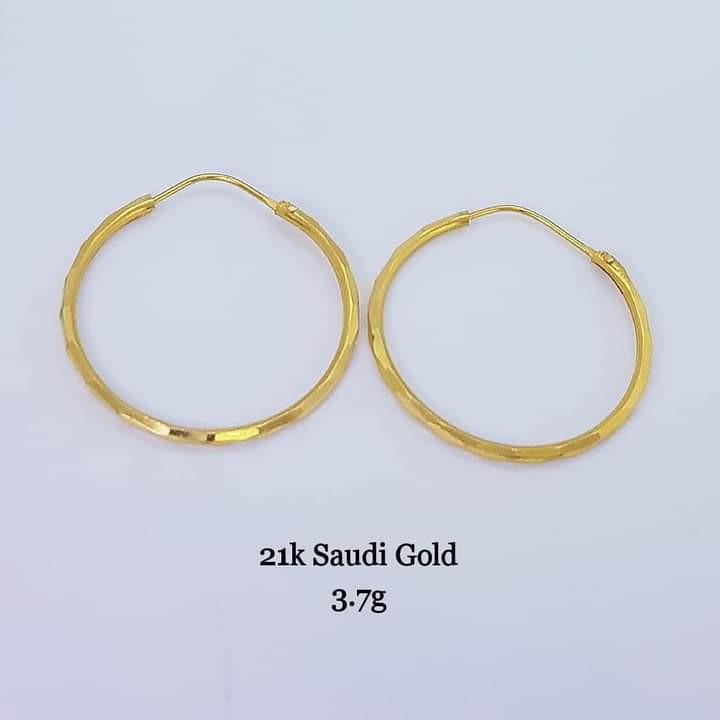 Jewelry, 21k Saudi Gold Hoop Earrings