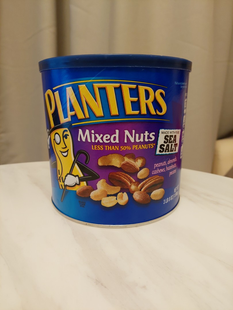 紳士牌 什果仁 Planters Mixed Nuts 大罐56OZ, 嘢食 & 嘢飲, 包裝食物&即食食物 Carousell