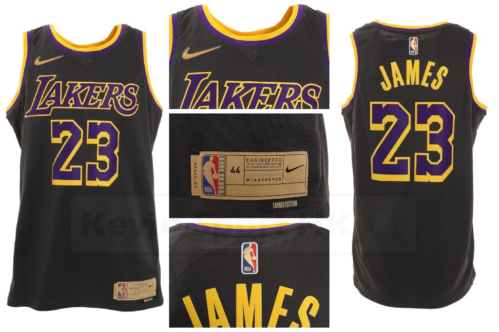 Nike Swingman LA Lakers LeBron James #23 NBA HWC Jersey Sponsor Patch Sz 48  L