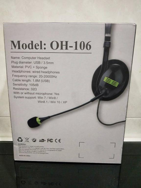全新 OH106 耳機 + 麥克風／3.5mm 版 電腦 麥克風 耳機 頭戴式耳機 耳罩式耳機 耳麥 WIRED COMPUTER