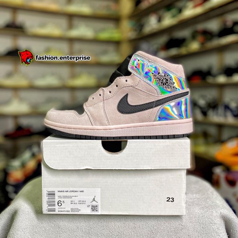 Air jordan 1 mid dirty top powder iridescent