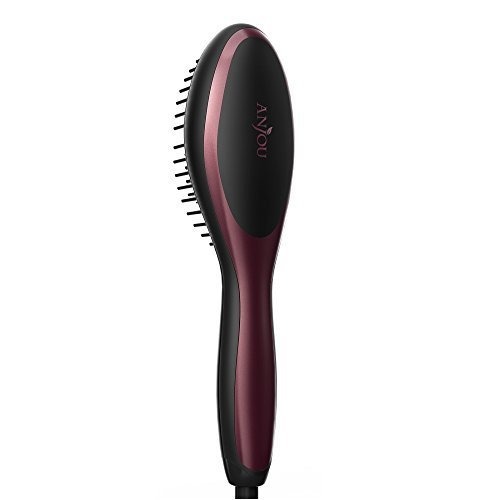 Anjou Ionic Hair Straightener Brush Electric Ceramic Heating Straightening Brush Anti Burn Anti Static for Frizzy Hair Max 450 230 Adjustable