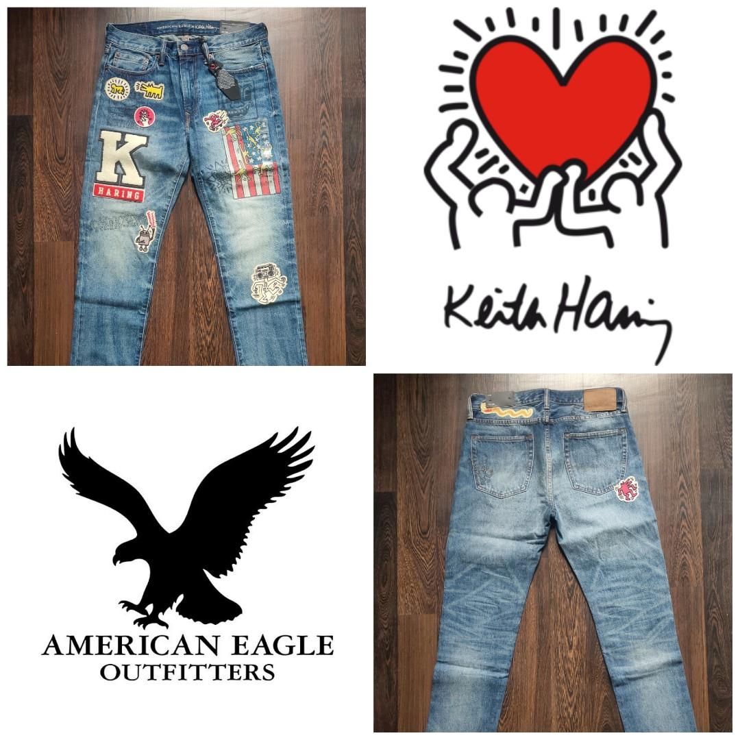 American eagle keith haring jean jacket top