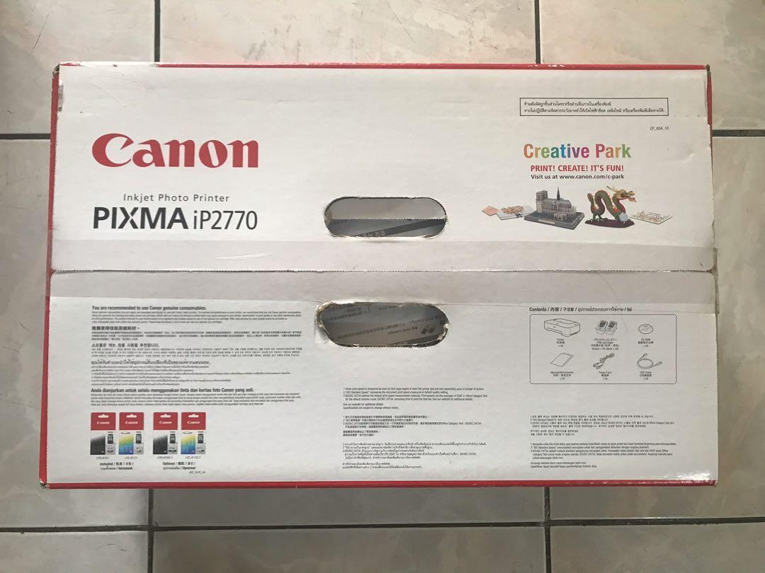 CANON inkjet photo printer (Category: Printers, Scanners & Copiers) located in Pasay City. Submitted by kkalien (Listing ID 1080306403, Image 3). Description: BRAND NEW CANON PRINTER🖤 The stylish PIXMA iP2770 combines quality and speed for easy photo printing at home. 🖨Print 🖨ISO standard print speed (A4): 7.0 ipm black / 4.8 ipm colour 🖨Hi-speed USB 2.0 🖨Recommended monthly print volume: 30 - 100 pages ❣️Allows the printer to easily fit int