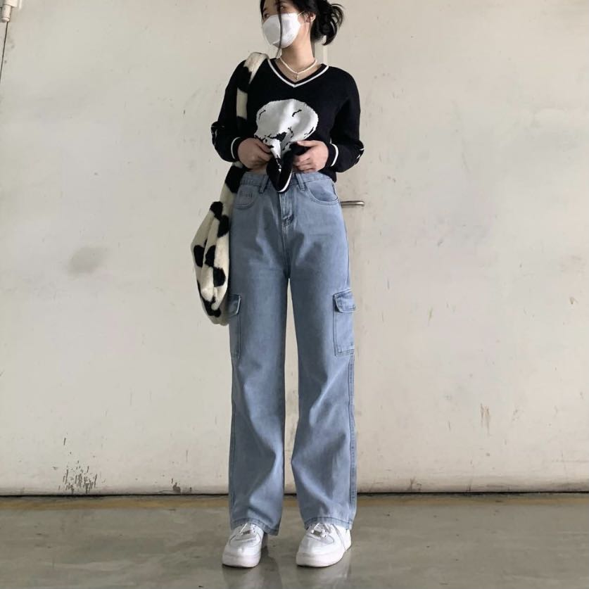Cargo Baggy Jeans, Fesyen Wanita, Pakaian Wanita, Bawahan di Carousell