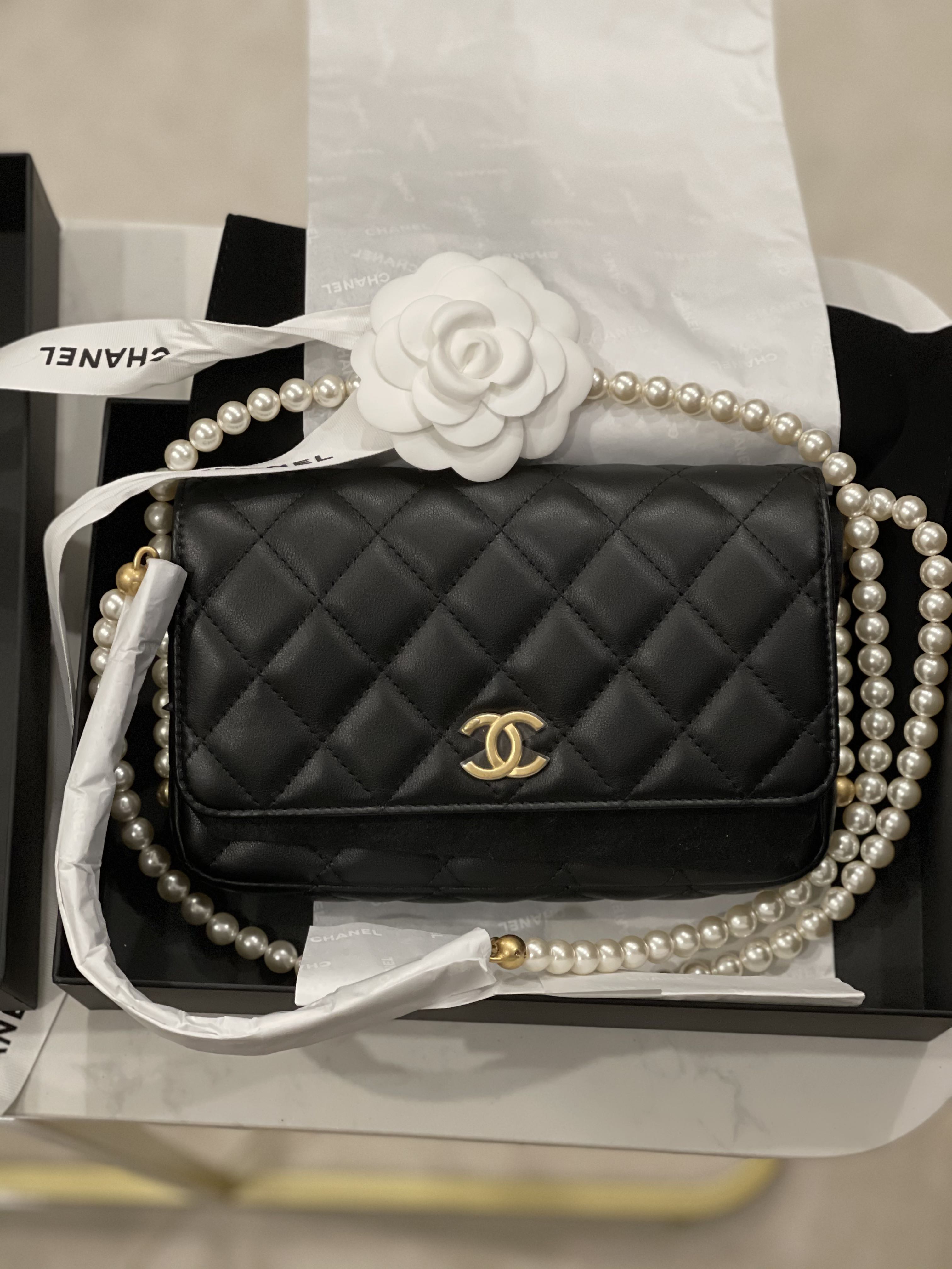Chanel bag sale with pearl strap
