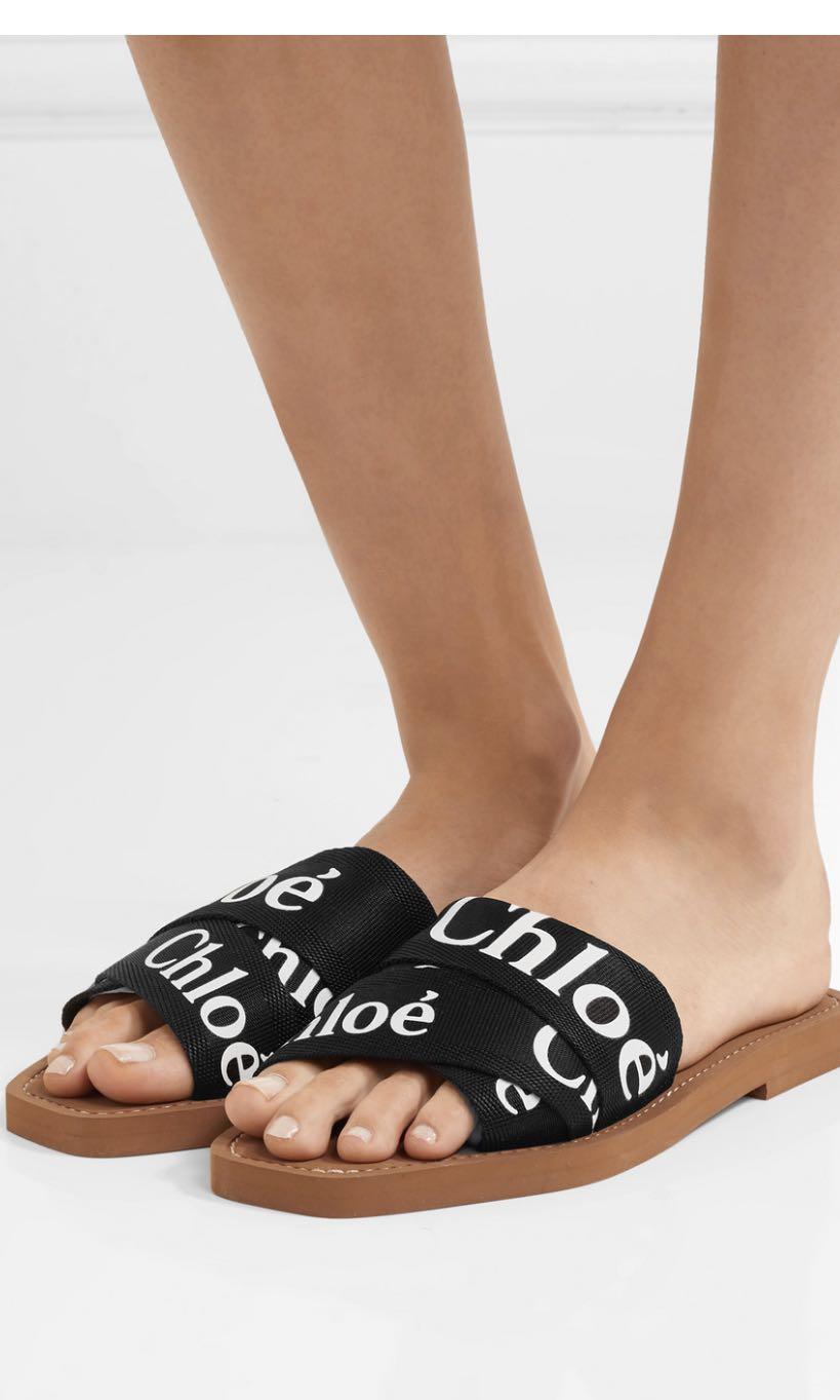 Chloe woody canvas slides Black only