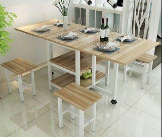 Foldable Dining Table with Stools