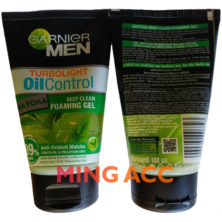 Garnier Men TurboLight Oil Control Matcha Gel Foam Anti Acne Bacterial