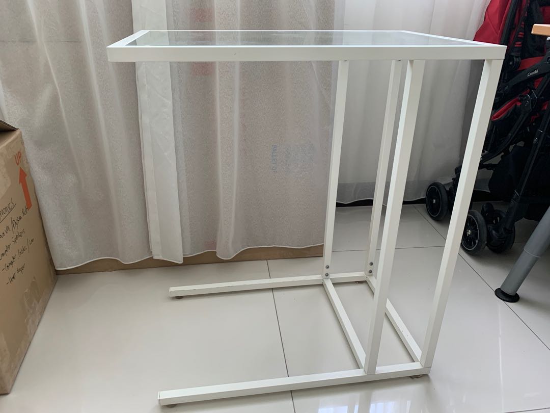 IKEA glass top laptop side table, Furniture & Home Living, Furniture
