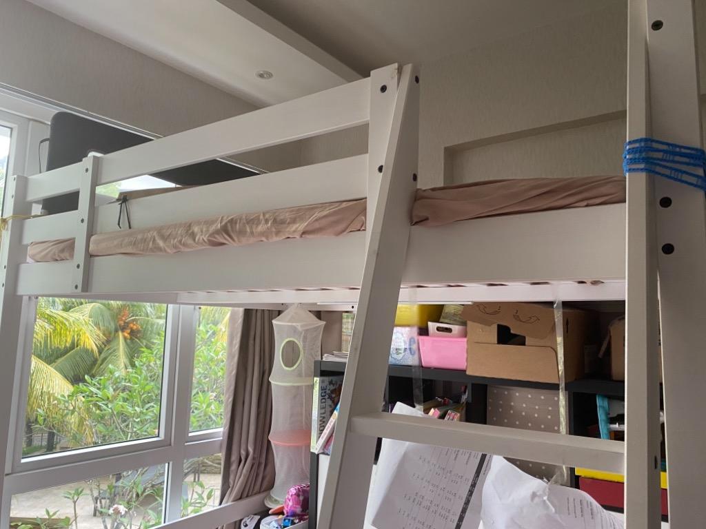 Ikea Loft Bed Frame Queen Bed White Furniture Home Living Furniture Bed Frames Mattresses On Carousell