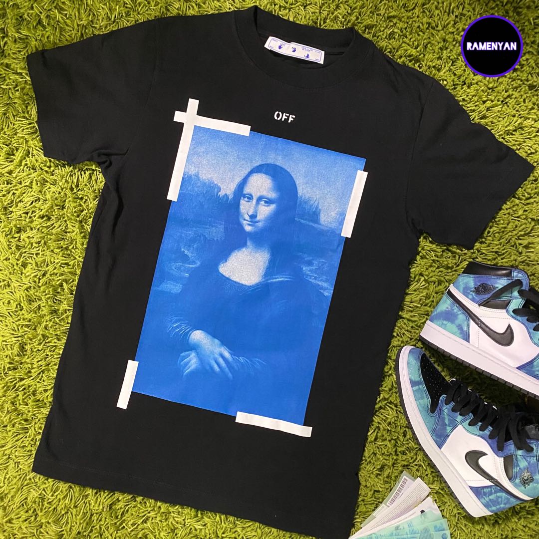 Off White Mona Lisa Tee Men s Fashion Tops Sets Tshirts