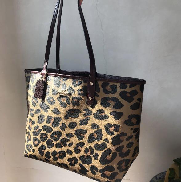 Coach reversible shop leopard tote