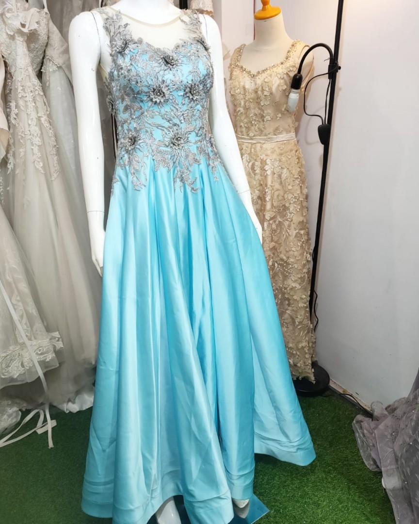 silver blue gown