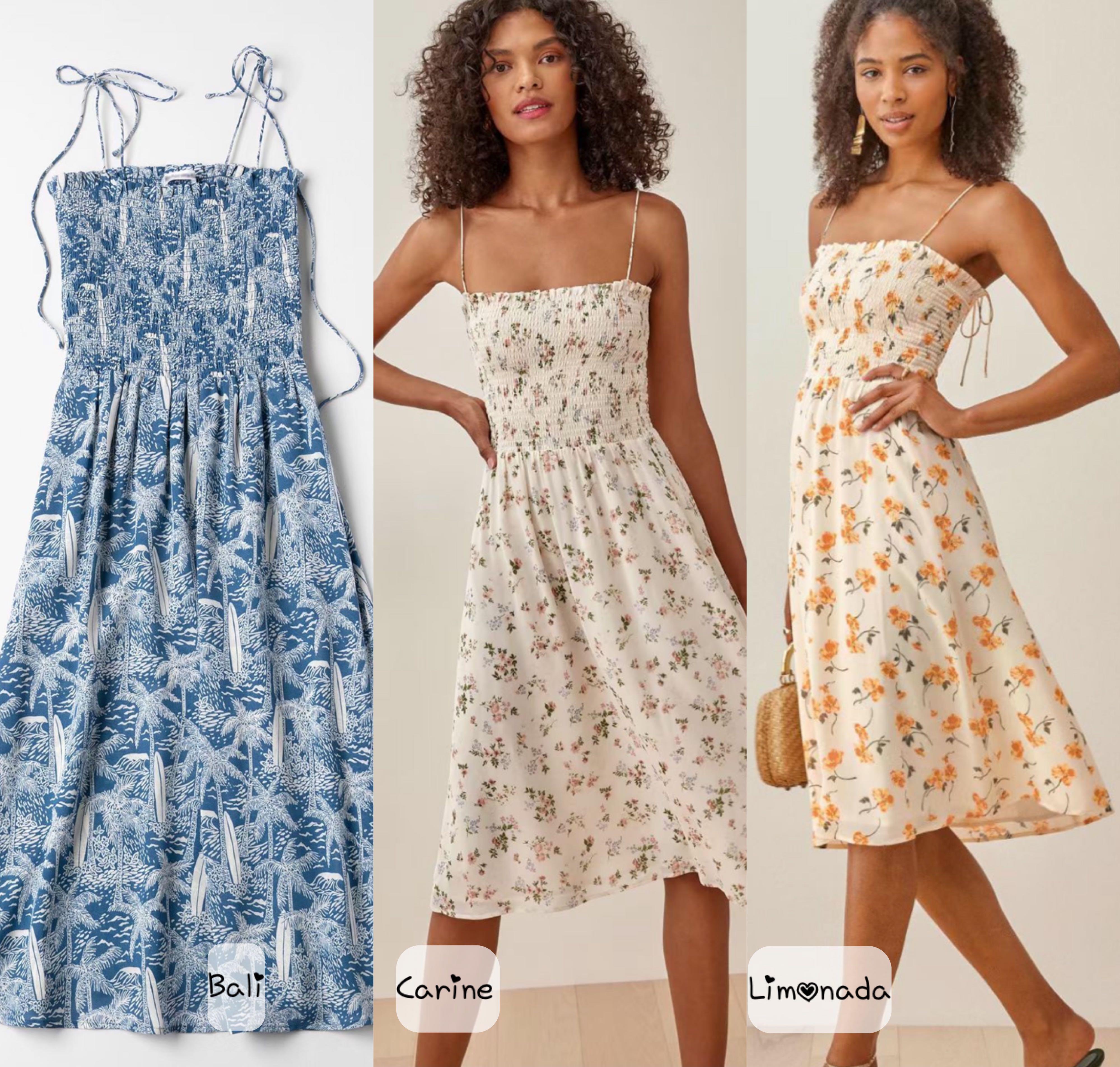 Reformation Sable Midi Dress authentic Carine florals Bali Blue Limonada Women s Fashion Dresses Sets Dresses on Carousell