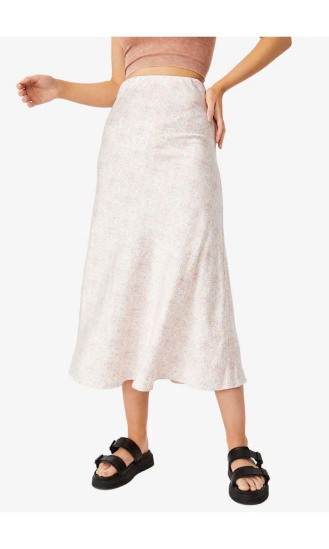 Satin midi skirt cotton on hot sale