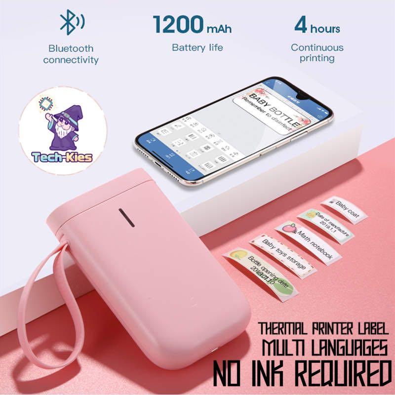Protable Bluetooth Label Printer Tape Label Maker Machine White, Printer + 1 Roll Tape D11 Mini Smart Label Maker with Bluetooth Thermal Label Printer Machine for Smartphone Tablet Easy to Use Office Home Organization USB Rechargeable