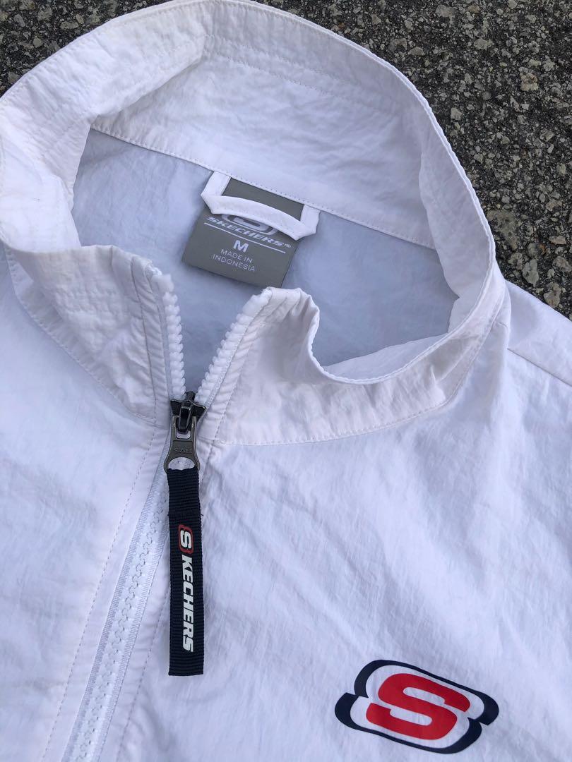 Skechers jacket mens white on sale
